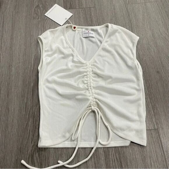 Love mcnicoll white scrunch v neck crop top white small - Picture 1 of 7